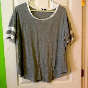 Light gray top with white trim
